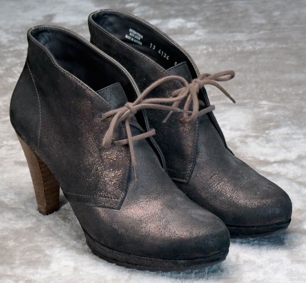 Paul Green Bronze Metallic Suede Lace Up Platform Boots Womens Size US 8.5 UK 6